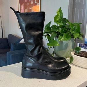 Vagabond Leather Mid-Calf Platform Boots